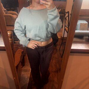 Zara Women's Blue and Green Sweatshirt